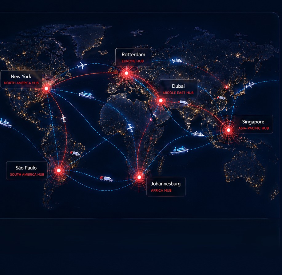 Global Diplomatic Logistics enterprise hub and route network